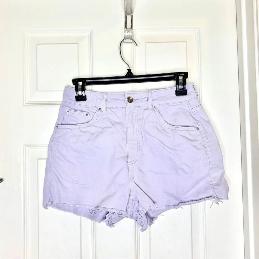 Topshop Mom High Waisted Shorts Light Lavender